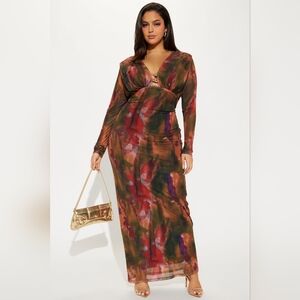 Fashion Nova Vibrant Long Sleeve Maxi Dress